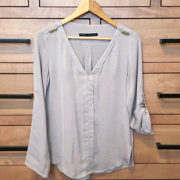Zara Tops - Zara Gray Blouse Size Small